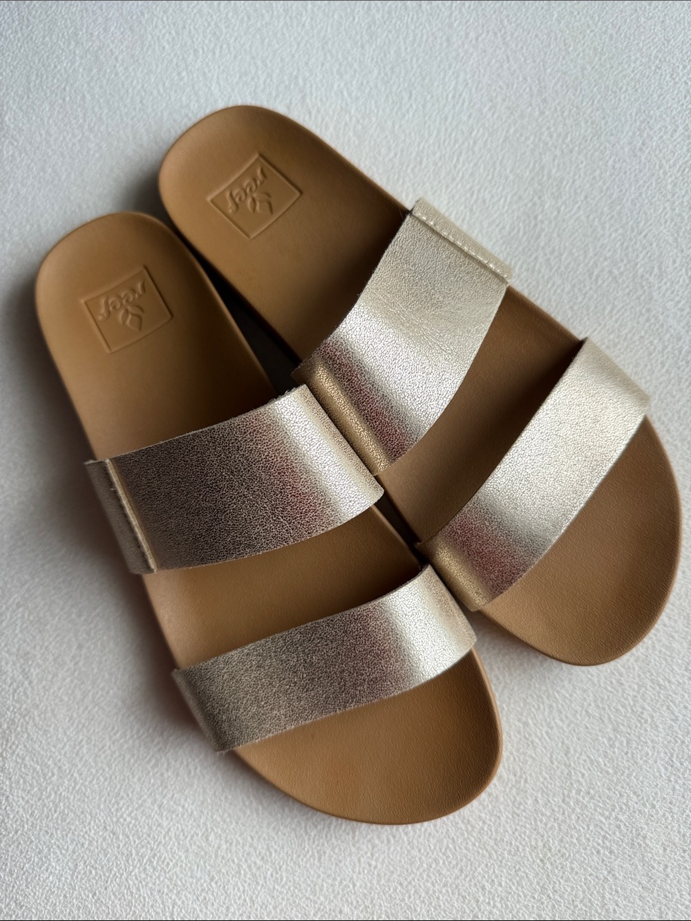 Reef Metallic Double-Strap Slide Sandals, size 9